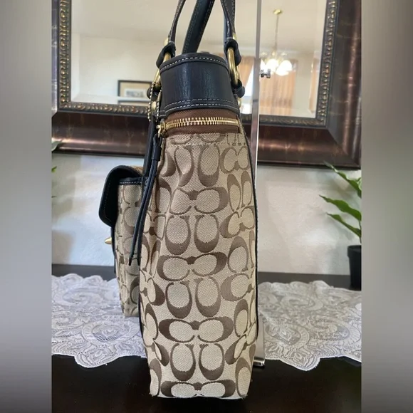 Coach Vintage Legacy 65th Anniversary Gigi turnlock tote bag,brown,black leather - Picture 6 of 16